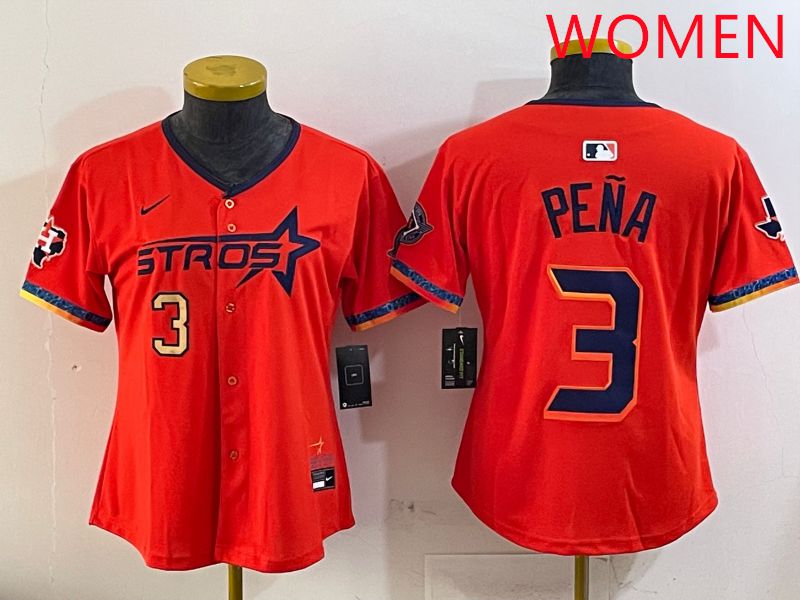 Women Houston Astros #3 Pena Orange Fourth generation Joint Name Nike 2025 MLB Jersey style 3